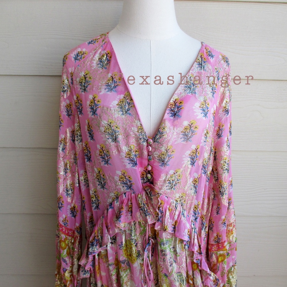 NWT HEMANT & NANDITA Dhea Kaftan M Medium Canary Yellow Taffy - Picture 13 of 16
